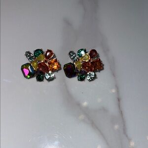 Multicolor Gemstone Cluster Earrings
